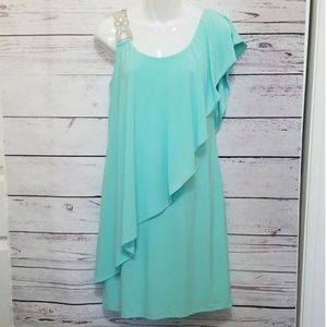 DJ Jaz Tiffany Blue One-Shoulder Rhinestone Dress